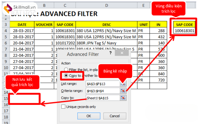 Cách dùng AutoFilter trong Excel để lọc dữ liệu nâng cao