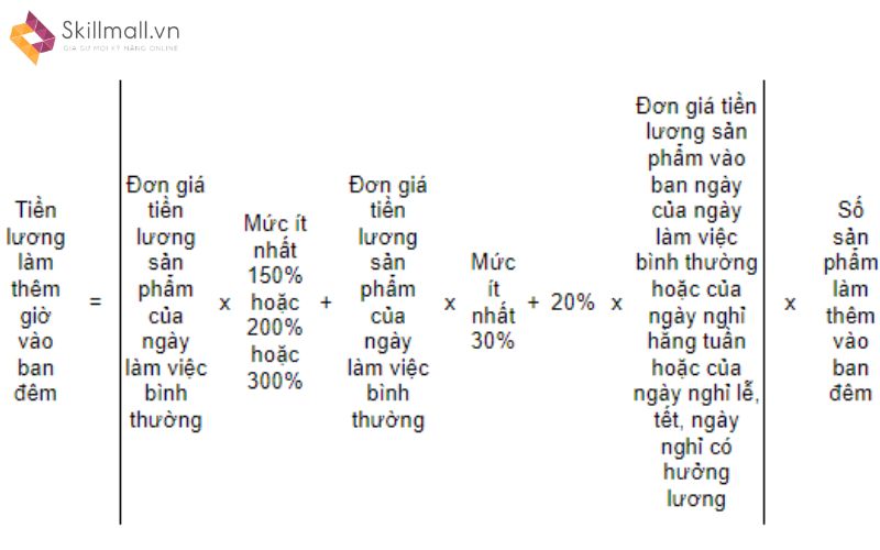 Cách tính lương Excel làm thêm giờ 