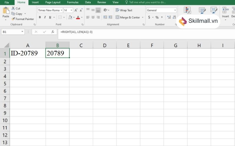 Cách xóa ký tự trong Excel bằng hàm RIGHT và hàm LEN