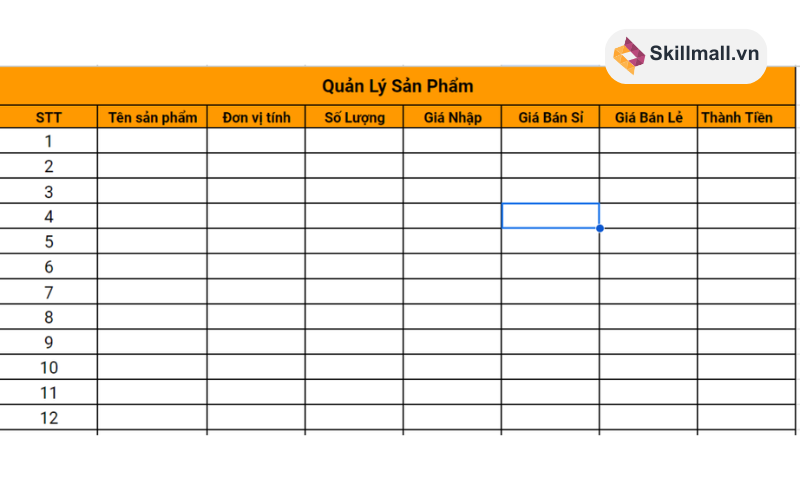 File Excel quản lý bán hàng theo sản phẩm