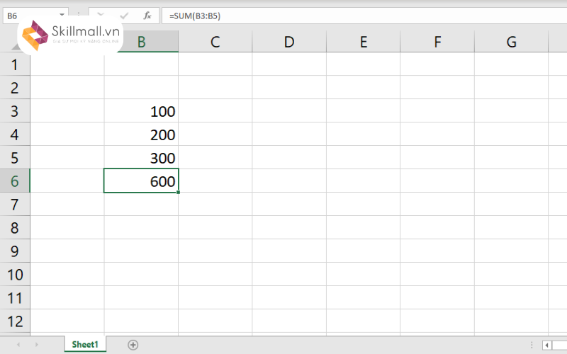 Hàm tính tổng trong Excel (SUM)