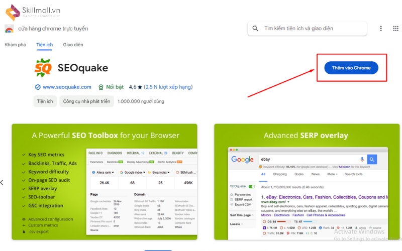 Hướng dẫn cài đặt SEOquake trên Google Chrome