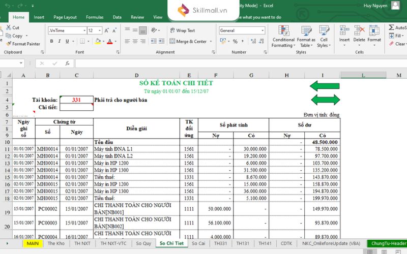 Hướng dẫn làm sổ kế toán trên Excel