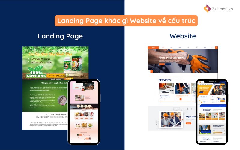 Landing Page khác gì Website về cấu trúc