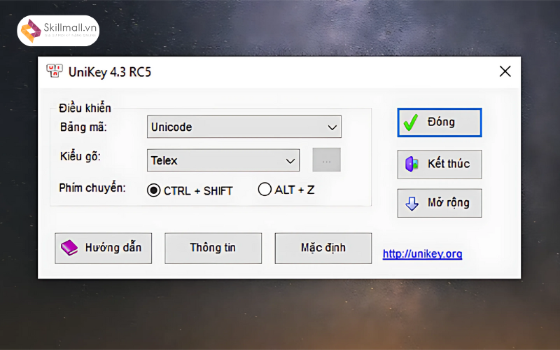 Mở Unikey để sửa lỗi phông chữ trong Excel