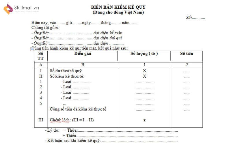 Xử lý kết quả kiểm kê quỹ tiền mặt