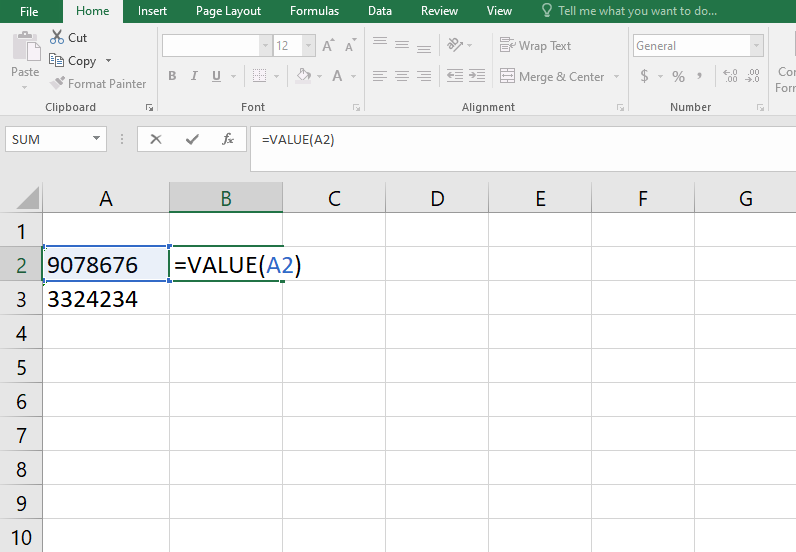 Thực hiện hàm Value để bỏ dấu nháy trong Excel