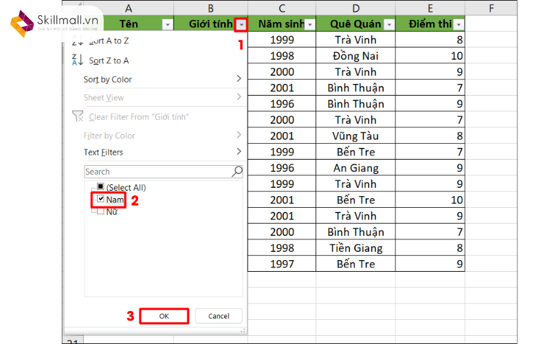 Lọc dữ liệu theo điều kiện cụ thể