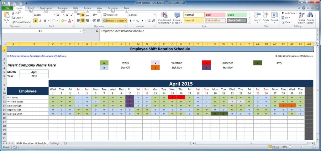 cách xếp lịch trực trên excel