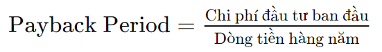 Công thức tính Payback Period