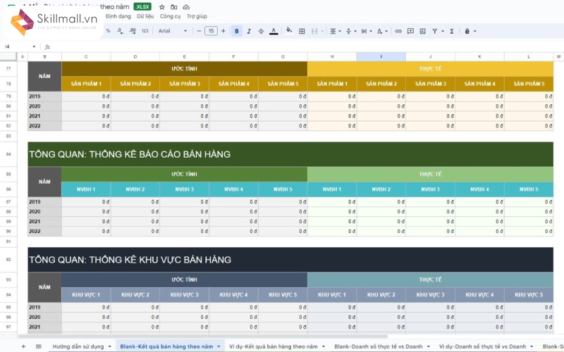 Hướng dẫn tạo mẫu báo cáo doanh thu bán hàng bằng Excel