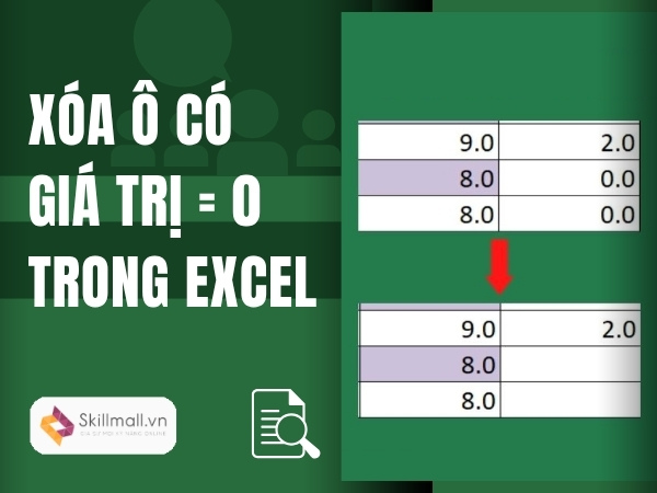 xóa những ô có giá trị bằng 0 trong Excel